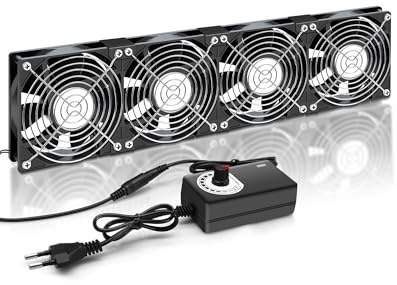 RUIZHI 480mm Gehäuselüfter 12V PC Lüfter - Computer Lüfter Einstellbare Windgeschwindigkeit, AC 220V - 240V, 2750 RPM, für PC Laptop, TV, Radio, Router, Vierreihiger