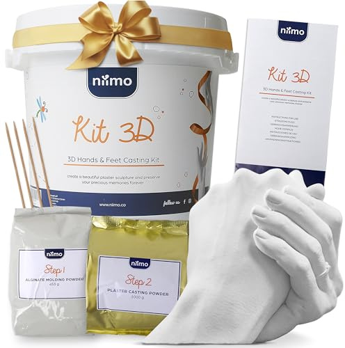 Niimo® 3D Handabdruck Set für Paare – Hochzeitsgeschenk, Jahrestag & Verlobungsgeschenk für Ihn & Sie, Personalisierte Geschenke für Männer & Frauen, Gipsabdruck Hände, mit Video-Tutorial