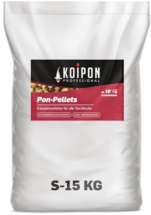 KOIPON Pon-Pellets Koifutter 15 kg 3 mm Ganzjahresfutter, schwimmend | Ganzjahresfutter, schwimmende Pellets für alle Teichfische – für japanische Koi & Goldfische geeignet