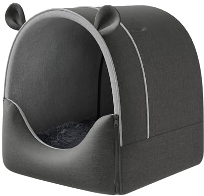 EUGAD Größe Hundehöhle, Hundehöhle Hundehütte Indoor, Haustierhaus mit Plüschkissen Warm Hundehaus Katzenhöhle, Größe Mittelgroße Katzenhaus für Drinnen Draußen Winterfest 60x55x60cm