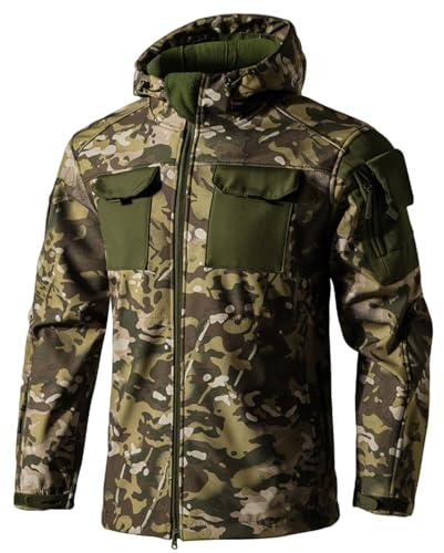 MOKBAY Militär Jacke Herren Camouflage Drückjagd Jacke Army Multicam Angeljacke Outdoor Feldjacke Taktisch Jagdjacke Military Softshelljacke