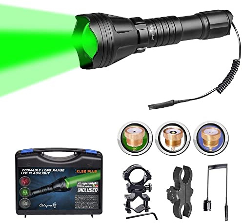 Odepro KL52 Plus LED Zoom Taschenlampe 800 Lumen Rot Grün IR850 für Outdoor | IP68 Taktische Taschenlampen, 5 Weißlichtmodi inkl. Strobe, 4 Austauschbare LED-Einsätze, Fernschalter, für Camping, Wandern