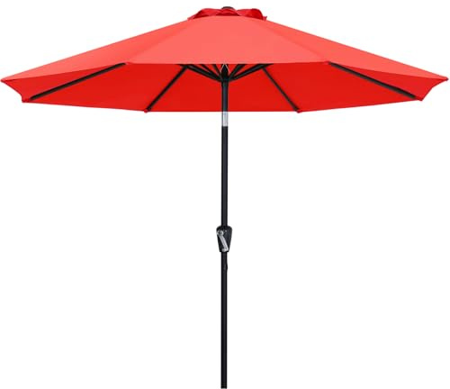 ABCCANOPY Sonnenschirm, UPF 50+ Sonnenschutz, um 30° neigbar, wasserabweisend, für Balkon, Garten, Terrasse, Strand, Rot, 270cm