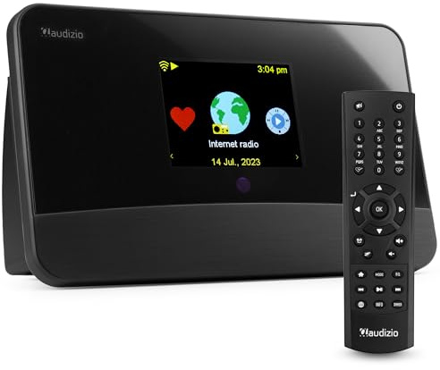 Audizio Livorno - DAB Plus Radio, Internetradio WLAN Tuner mit Bluetooth 5.0 – DAB Adapter für Stereoanlage, Digitalradio mit Spotify Connect, 32.000 Sender, Fernbedienung - Schwarz