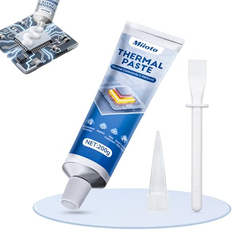 Miioto 200g Kühlpaste, Thermalpaste, Kühlpaste CPU, CPU Wärmeleitpaste | Wärmeleitpaste Geeignet für Alle Prozessoren, GPU - PC, PS4, Wärmeleitfähigkeit 3-5W/(m·K), Weiß