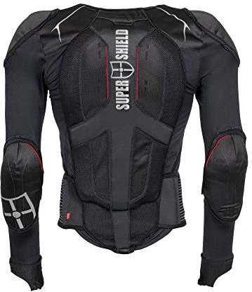 SUPER SHIELD Protektorenjacke, Rückenprotektor, Ellenbogenprotektoren & Schulterprotektoren, Level 2 CE Zertifiziert, Protektorenweste Ideal für Motorrad, Ski, Snowboard, Reiten & MTB, XL