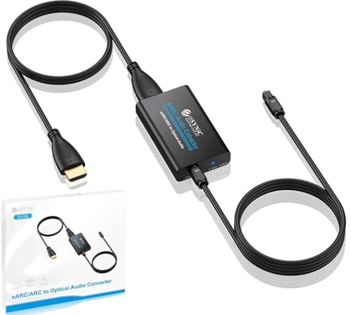 eSynic Professioneller 192 kHz eARC ARC Audio-Extraktor ARC HDMI auf optischen Audio-Extraktor mit HDMI und optischem Kabel, unterstützt 5.0 und 2.0 Audio-Format für HDTV zu Soundbar (muss TV eARC ARC