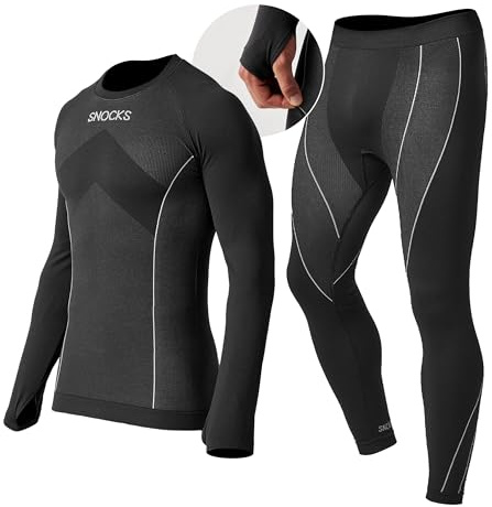 Snocks Thermounterwäsche Herren, extra warm & atmungsaktiv | enganliegend, schnelltrocknend, Skiunterwäsche, Funktionsunterwäsche, Gr. S-3XL