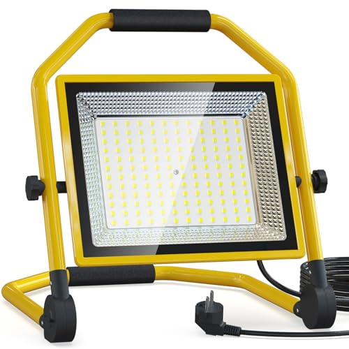 AffyBulb LED Baustrahler mit 16500 Lumen, 16FT Kabel, 6500k, Wasserdicht, Verstellbarer Ständer Ideal für Innen und Außenwerkstätten, Garagen und Baustellen (150W)