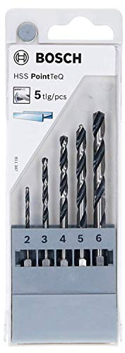 Bosch Professional 5-tlg. PointTeQ Sechskantbohrer-Set (für Metall, Ø: 2-6 mm, Arbeitslänge: 24-57 mm, Gesamtlänge: 60-98 mm, ¼"-Sechskantschaft, Zubehör für Schlagschrauber und Bohrschrauber)