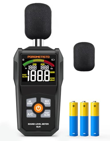 Dezibel Messgerät POROMETISTO SL01,30-130dB Schallpegelmessgerät | Mit A/C-Gewichtung,Datenspeicherung,Maximum/Minimum,Präzises db Messgerät für Professionelle,Industrie & Privatgebrauch