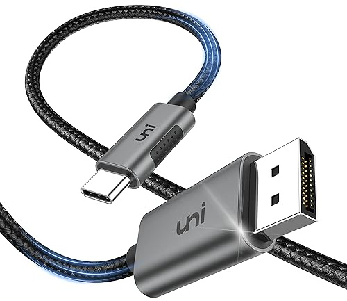 uni USB C Displayport Kabel (4K@60Hz, 2K@165Hz), Typ C Thunderbolt 3/4 auf DP Kabel mit MST, Freesync,1,8m Nylonkabel & Aluminiumgehäuse für iPhone 15/16, MacBook, iPad Pro M4/M2, XPS usw.