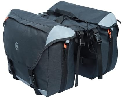 HOMPER Große Gepäckträgertasche 35L Fahrrad Gepäcktasche Rücksitztasche Fahrradtasche für Gepäckträger mit Reflektierenden Streifen, Schnell Abnehmbare, Schwarz