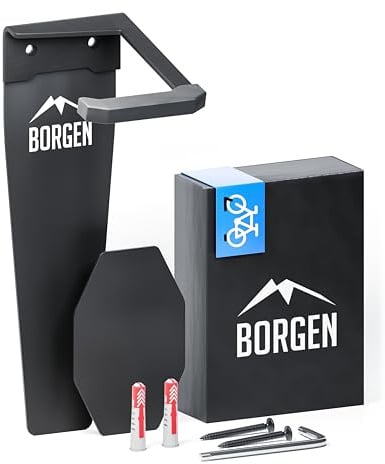 Borgen Fahrrad Wandhalterung Vertikal bis 32 kg - Fahrradhalterung Wand für E-Bike, MTB, Rennrad und Citybike, Fahrrad Haken - Vertikale Wandhalterung Fahrrad für Garage, Keller und Wohnung
