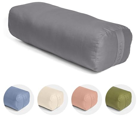 Vedara® Yoga Bolster AKAMA – Yogakissen mit Kapokfüllung für Yin Yoga – Rechteckig – Waschbarer Bezug aus 100% robuster Baumwolle – Großes Yogakissen für Restorative Yoga
