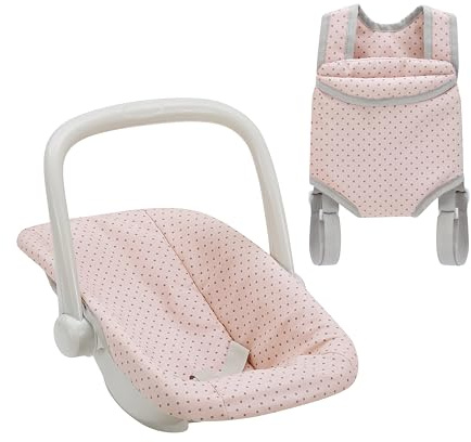 Olivia's Little World Polka Dot Princess Baby Doll Carrier & Car Seat Set, Pink/Gray