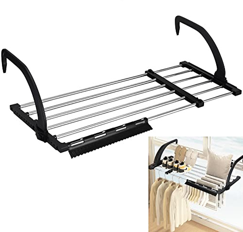 REFORUNG 1 Stück Heizkörper Wäschetrockner Edelstahl Wäscheständer Heizung 62-110cm Balkonwäschetrockner Ausziehbar Wäschehänger Balkon Hängewäschetrockner Klappbar Heizkörpertrockner für Socken