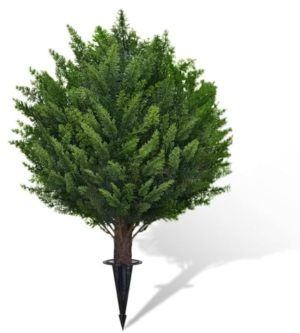 45cm Künstliche Zypresse Formschnitt Kugelbäume mit Erdspieß, Buchsbaumkugel KüNstlich, Koniferen, Kunstbaum Outdoor, Buxbaumkugel KüNstlich, für den Außenbereich für Front Veranda Garten