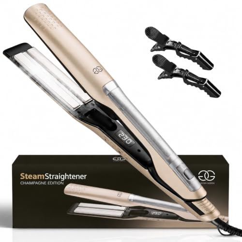 Glätteisen 2-in-1 Professionnel Steam - Dampfglätter - Hair Straightener - Schnelles Aufheizen - Für seidig glattes Haar mit Glanz