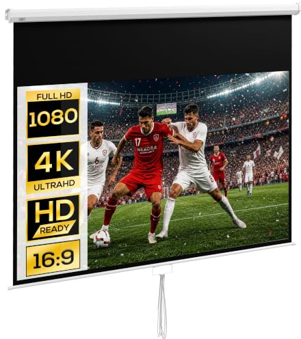 HOMCOM 120-Zoll-Projektionsleinwand, Beamer-Leinwand, für Heimkino, 16:9 4K HD, Wand- oder Deckenbefestigung, 283 x 8 x 192 cm, Weiß