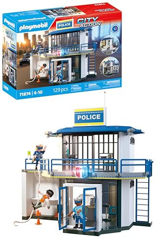 PLAYMOBIL | City Action | Polizeiwache mit Fahndungsraum | Actionreiches Polizei-Spielzeug | Mit vielen spannenden Details | Fördert Kreativität | Für Kinder ab 4 Jahren | 71874