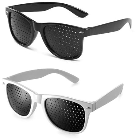 2 Stück Rasterbrille Augentraining,Lochbrille für Entspannung,Pinhole Glasses zur Verbesserung des Sehvermögen,Lochbrille für Augentraining Original,Gitterbrille für Augenentspannung im Alltag (Weiß)