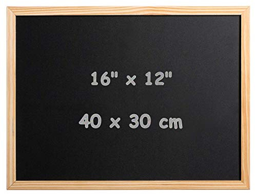 DOEWORKS Kreidetafel A3 40 x 30cm, Kleine Tafel zum Aufhängen für Küche Schule Büro, Kreidetafel mit Holzrahmen