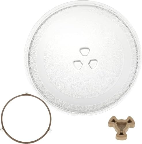 FWEEK Mikrowellen-Drehteller aus Glas, 31,5 cm, mit Drehring, Y-Aufnahme | Ersatzset mit Drehring und 2 Mitnehmern; vor dem Kauf Durchmesser und Y-Aufnahme vergleichen