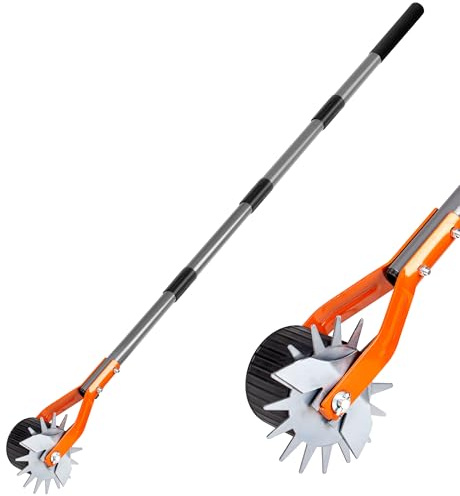 Walensee Rad-Rotationskantenstecher, 177 cm Hand-Rasenkantenstecher mit verstellbarem Edelstahlgriff, Gras- und Unkrautkantenstecher mit gepolstertem Griff für Garten, Gehwege und Einfahrten