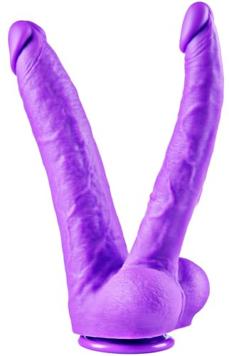 Realistischer Doppelkopf-Riesen-Dildo -26cm Silikondildo,großer Saugnapf,freihändiges Spiel,grobe G-Punkt-Analstimulation, XXL Großer Vaginal- und Analplug,geeignet für Frauen und lesbische Spielzeuge