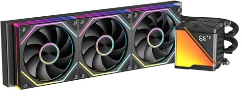 Jungle Leopard Stellar Realm-RS CPU Aio Wasserkühlung 360mm mit Temperatur display,80 * 80MM Jelly Design großer kalter Kopf,für LGA115X/1200/1700/1366/2011/2066,für AM3/AM3+/AM4/AM5 (schwarz)