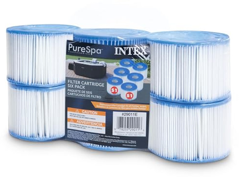 Intex 29011E Typ S1 PureSpa Easy Set Ersatzfilter für Pool, Spa, Whirlpool, Badewanne, blau und weiß, Pack of 6