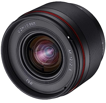 Samyang AF 12mm F2.0 E Objektiv für Sony E – Autofokus APS-C Weitwinkel Festbrennweite Objektiv für Sony E Mount APSC, für Kameras Sony Alpha 6600 6500 6400 6300 6100 6000 5100 5000 NEX schwarz