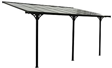 WESTMANN Terrassenüberdachung Bruce 300x435x270 cm Schwarz Aluminium | Terrassendach mit 6 mm starken Doppelstegplatten, 100 kg/m² Schneelast und wählbarer Dachneigung zwischen 225 und 270 cm.