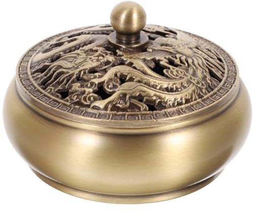 Angoily Messing Räucherschale mit Deckel Retro Räuchergefäß Weihrauchbrenner Kupfergefäß Weihrauchbehälter für Zuhause Teehaus Ornament