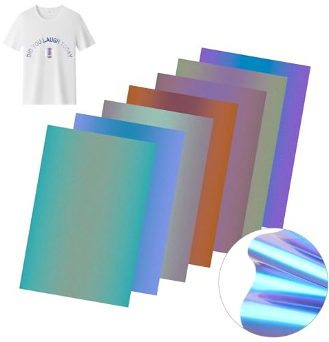 Plotterfolie Textil, Vinylfolie Plotter, Heat Transfer Flexfolie Vinyl | 7 Farben 30x20cm Transferfolie Plotter für DIY Becher, T-Shirt Stoffe zum Aufbügeln
