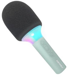 KIDYWOLF - KIDYMIC Grün - Karaoke-Mikrofon für Kinder Bluetooth ab 4 J. | Kabellos, integrierter 5-W-Lautsprecher, 6 Stimmeffekte, mehrfarbige LED-Lichter, USB-C-Akku, leicht und handlich