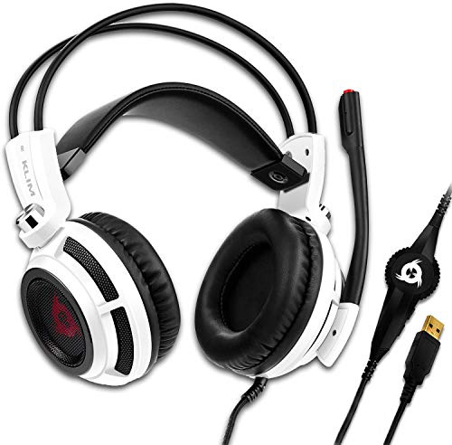 KLIM Puma - Micro Gamer Headset - 7.1 Surround-Sound - Hochqualitativer Klang - PS5 Headset mit Integrierte Vibrationen - Perfekt für PC Gaming, PS4, PS5 - Weiß