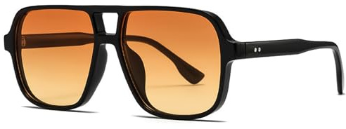 LOJUDI Retro Sonnenbrille Damen Herren - 70er Jahre Pilotenbrille Eckig Vintage Brille Groß Gläser Sunglasses Men Woman für UV400 Schutz