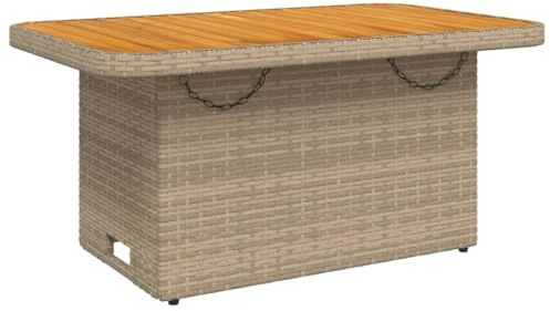 vidaXL Gartentisch Beige 90x55x71 cm Poly Rattan und Akazienholz