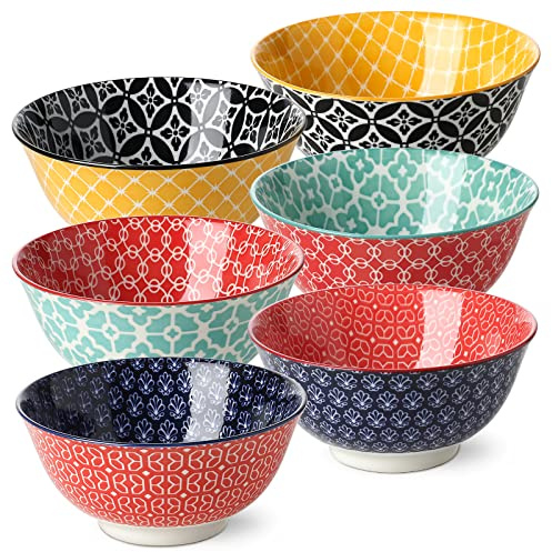 DOWAN Müslischalen 6er Set, 680 ml Müsli Bowl Schüssel Keramik | Porzellan, Farbechtes, Robuste Konstruktion, für Müsli, Suppen und Salate ist, Stapelbar, Mikrowellen Spülmaschinengeeignet