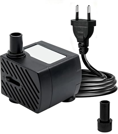 180L/H 3W Mini-Tauchpumpe, Ultra Leise Aquarium Pumpe mit 1.3m Netzkabel，mit 1 Düsen für Brunnenaquarium， Aquarium, Teichgarten EU-Stecker