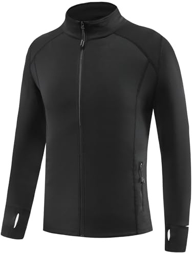 Smatstyle Laufjacke Herren Sportjacke Langarm Windbreaker Atmungsaktive Tops Winddicht mit Reißverschluss Leicht Seitentaschen Schnelltrocknende Full-Zip Trainingsjacke mit Daumenloch