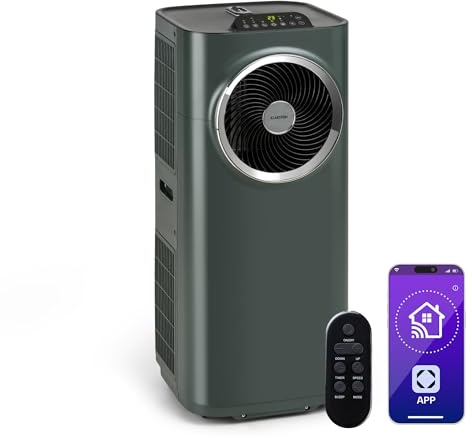 Klarstein Kraftwerk Smart 10K Mobiles Klimagerät – 10000 BTU, 29-49 m², App & Alexa Steuerung, 3-Stufen Ventilator, 23 l/h Entfeuchtung, Leise, Inkl. Fensterkit, Anthrazit