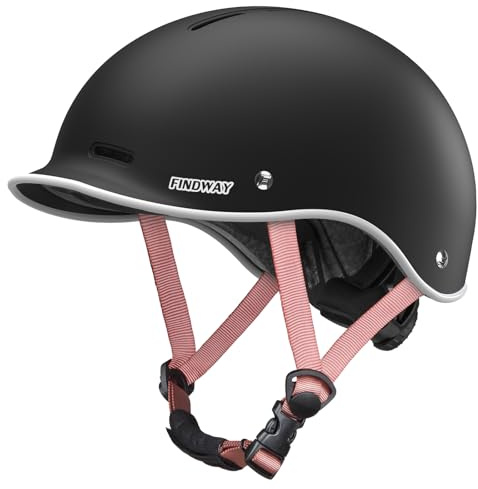 Findway Fahrradhelm für Herren und Damen mit Kinnpolster, Fahrrad Helm Erwachsene mit 14 Belüftungskanäle Cityhelm, Einstellbare Radhelm mit PopLock Diebstahlschut Leichter, Robuster und Sicherer