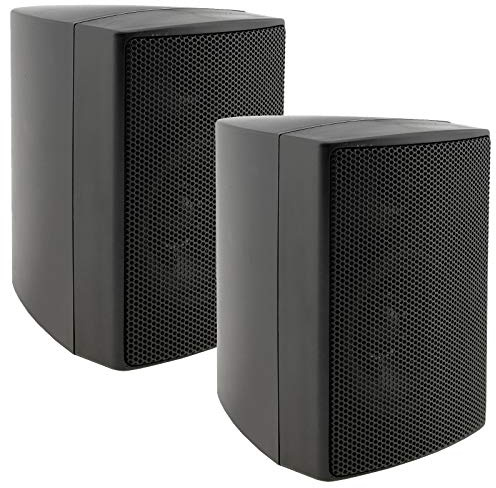 ChiliTec 2-Wege Lautsprecher Schwarz, Paar, Wand-Lautsprecher für HiFi Stereoanlage Heimkino, 40Watt 8Ohm