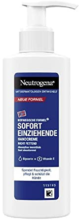 Neutrogena Sofort einziehende Handcreme, leichte und nicht fettende Feuchtigkeitscreme mit Glycerin + Vitamin E bei trockenen, rissigen Händen, im praktischen Handcreme Spender 150 ml