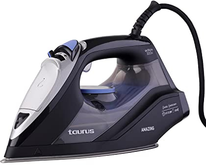 Taurus Bügeleisen | Amazing STI3000 | Leistungsstarkes 3000 W Dampfbügeleisen | 200 g/min Dampfstoß | ECO-Modus | Präzisionsspitze | Dampf- und Temperaturregler | gleitfähige eloxierte Bügelsohle