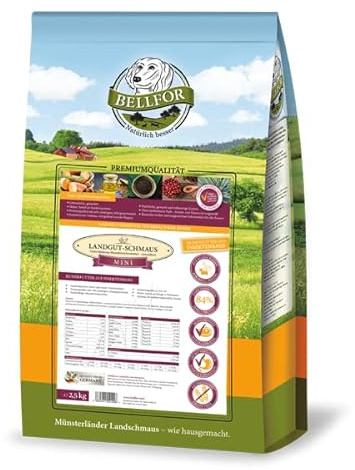 Bellfor Landgut-Schmaus Mini Hypoallergenes Getreidefreies Trockenfutter mit Insektenprotein 2,5 kg - für kleine Hunderassen