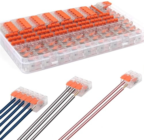 Tashce 75 Stück Verbindungsklemmen & Kabelverbinder, 2/3/5 Polig | Kabelklemmen Elektro Set, Flammhemmend & Wiederverwendbar, Passend für 0,14-4mm² Kabel im Haushalt
